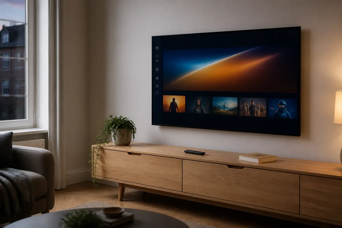 Living room TV ready for Realm IPTV setup